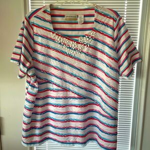 Alfred Dunner Striped Knit Top /Size 1X/NEVER WORN